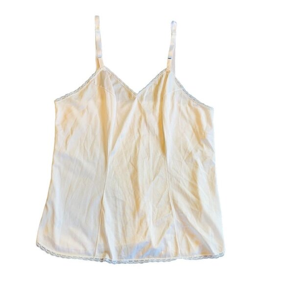 Vintage Vanity Fair Womens Nylon Camisole Top Size 34 With Lace Trim White Slip - Picture 1 of 10